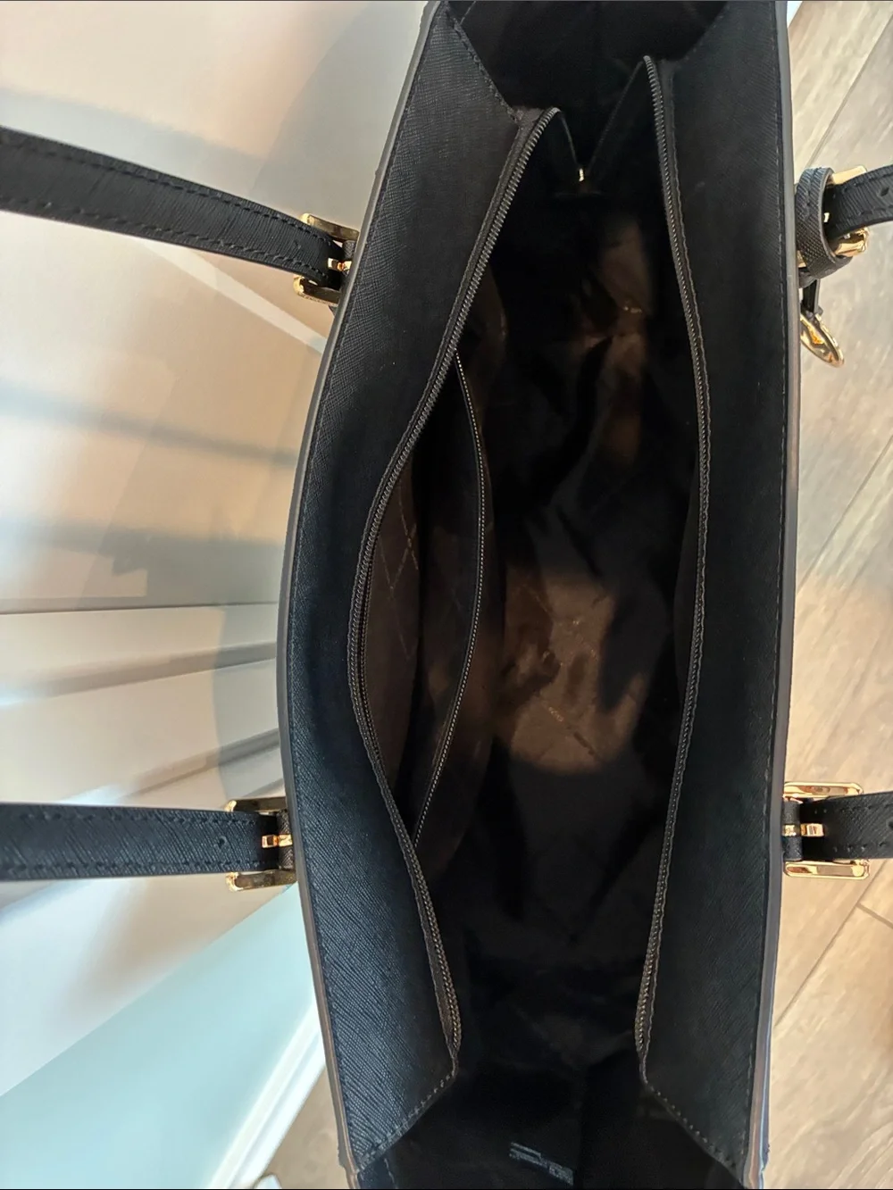 Michael Kors Black Tote with Gold Hardware
